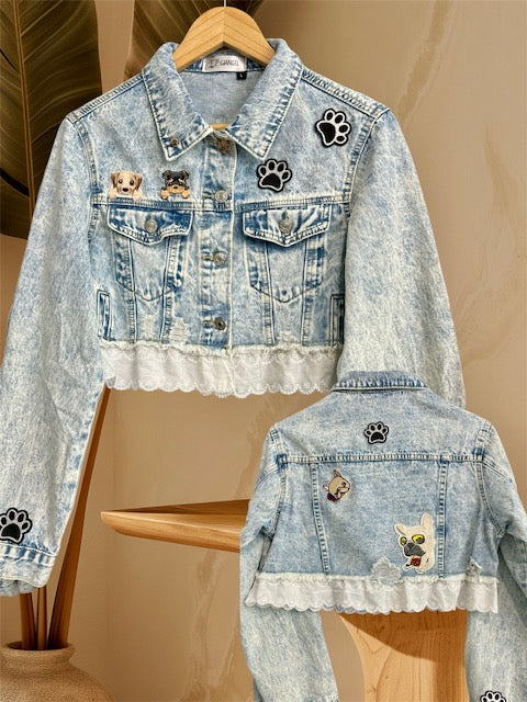 Denim Crop Jacket. (Dog)