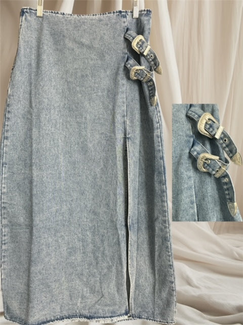 Long Skirt (High Waisted Double Silver Buckle Detail)