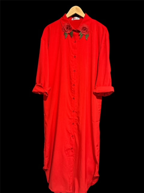 Maxi Casual Dress Long Sleeve Button Front