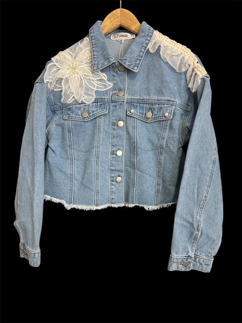 Denim Jacket (White Flower)