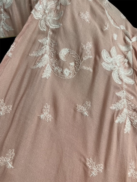 EMBROIDERED FLORAL OPEN KIMONO