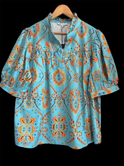 Print Puff Sleeve Blouse