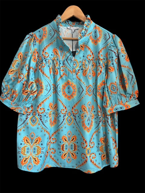 Print Puff Sleeve Blouse