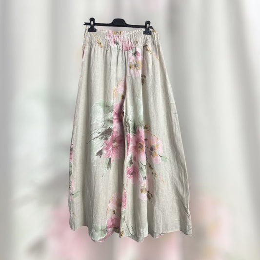 LINEN FLORAL PANTS