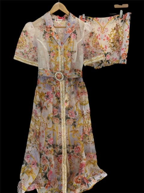 Elegant Set (short-sleeved top with high-wasted flowing pants)