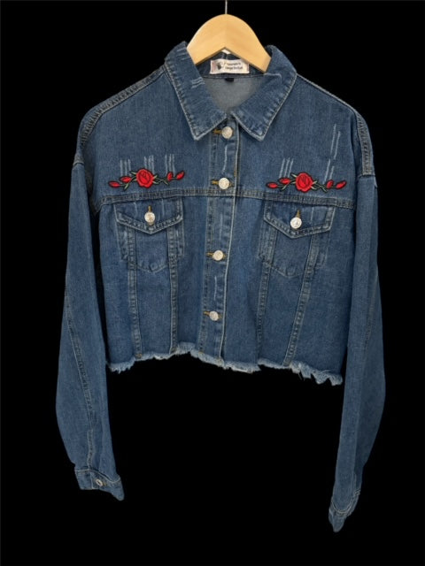 Denim Jacket. (RED ROSE)