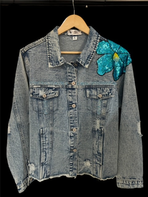 Denim Jacket (Blue Flower)